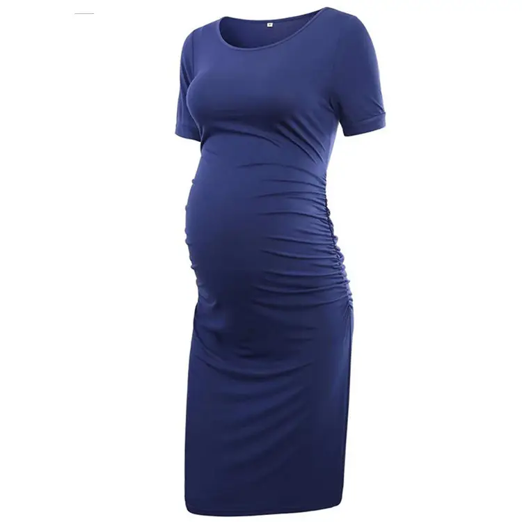 Black Maternity Gown Round Neck Short Sleeve 1503 - Image 10