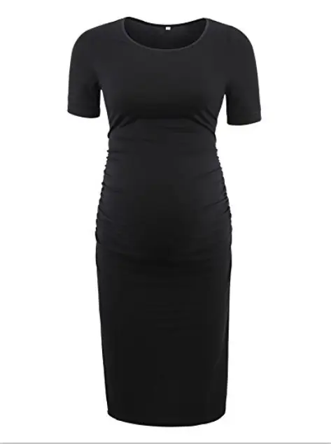 Black Maternity Gown Round Neck Short Sleeve 1503 - Image 2