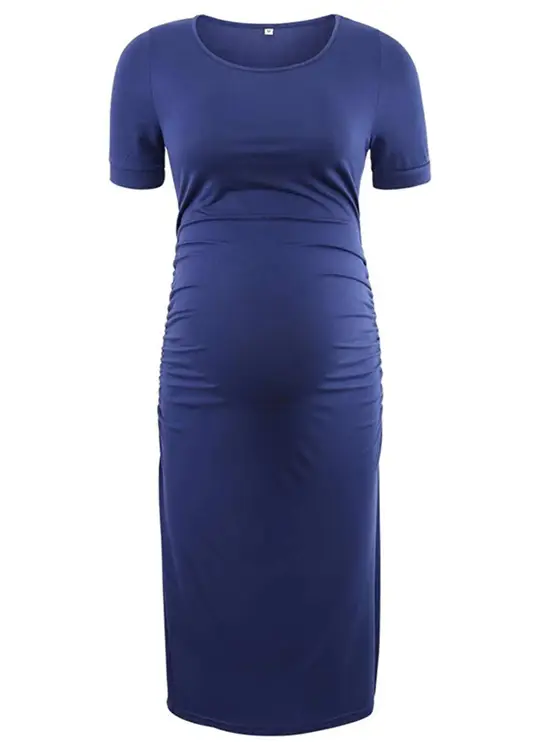 Black Maternity Gown Round Neck Short Sleeve 1503 - Image 4