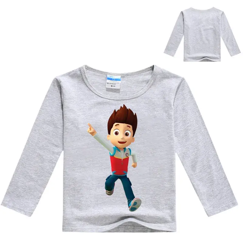Red Long-Sleeve Dog Print Kids T-Shirt - Image 9