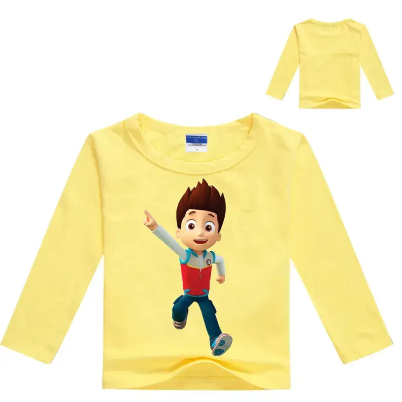 Red Long-Sleeve Dog Print Kids T-Shirt - Image 11
