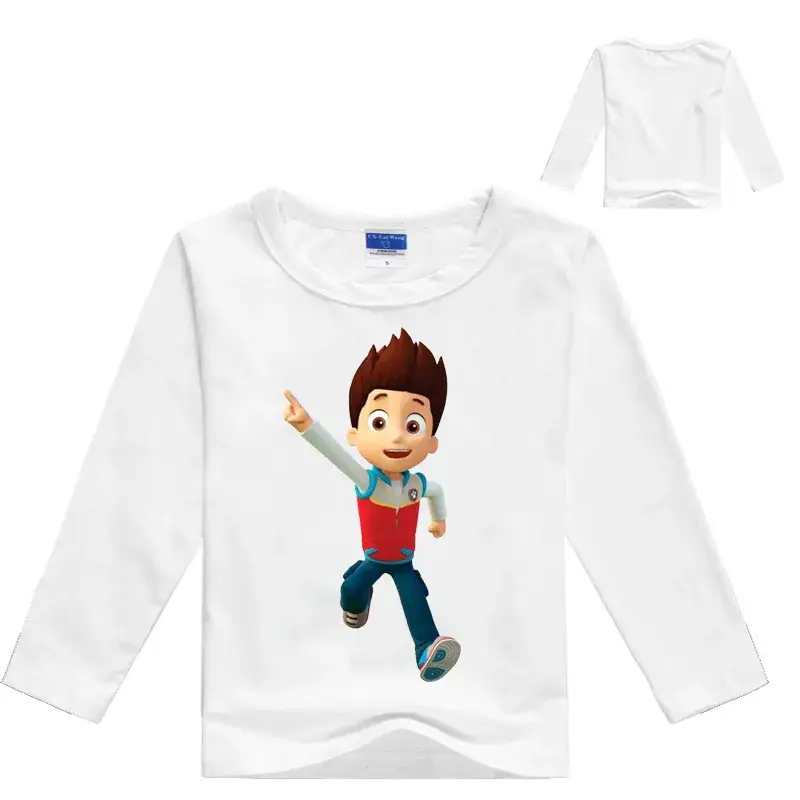 Red Long-Sleeve Dog Print Kids T-Shirt — feature 3