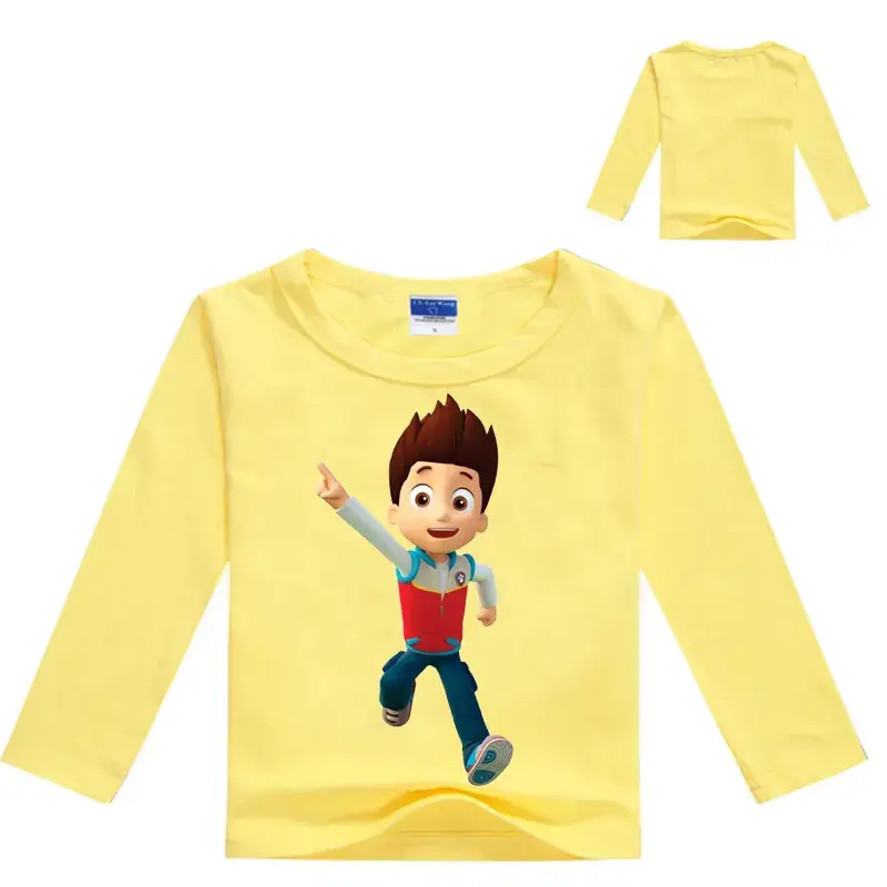 Red Long-Sleeve Dog Print Kids T-Shirt — feature 7