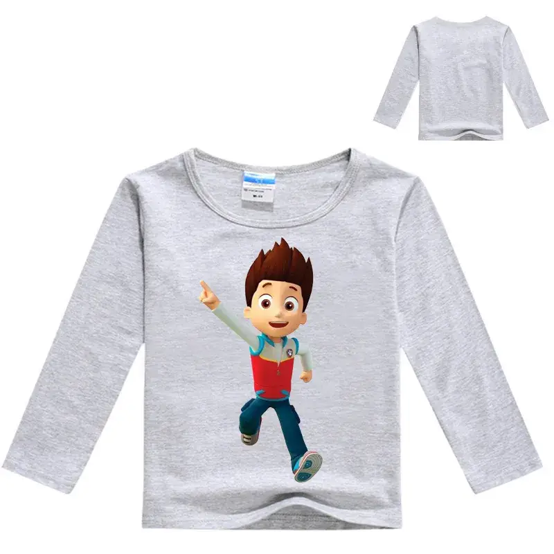 Red Long-Sleeve Dog Print Kids T-Shirt — feature 8