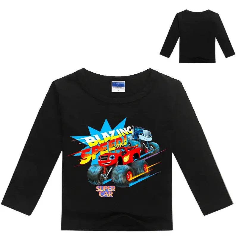 Yellow Motorcycle Graphic Long Sleeve T-Shirt for Boys — feature 5