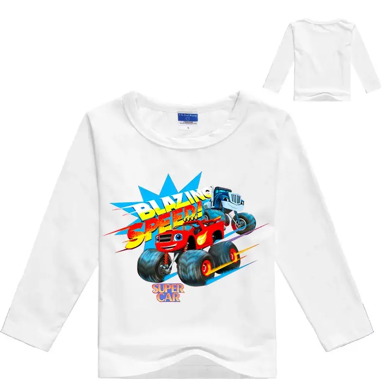 Yellow Motorcycle Graphic Long Sleeve T-Shirt for Boys — feature 8