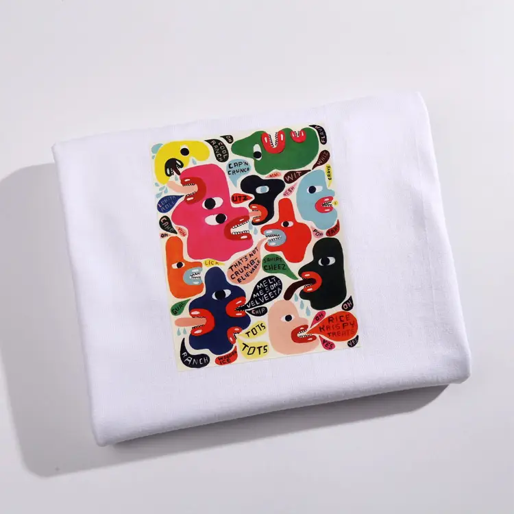 White Japanese Printed T-Shirt Thick Cotton Men Women - Image 3