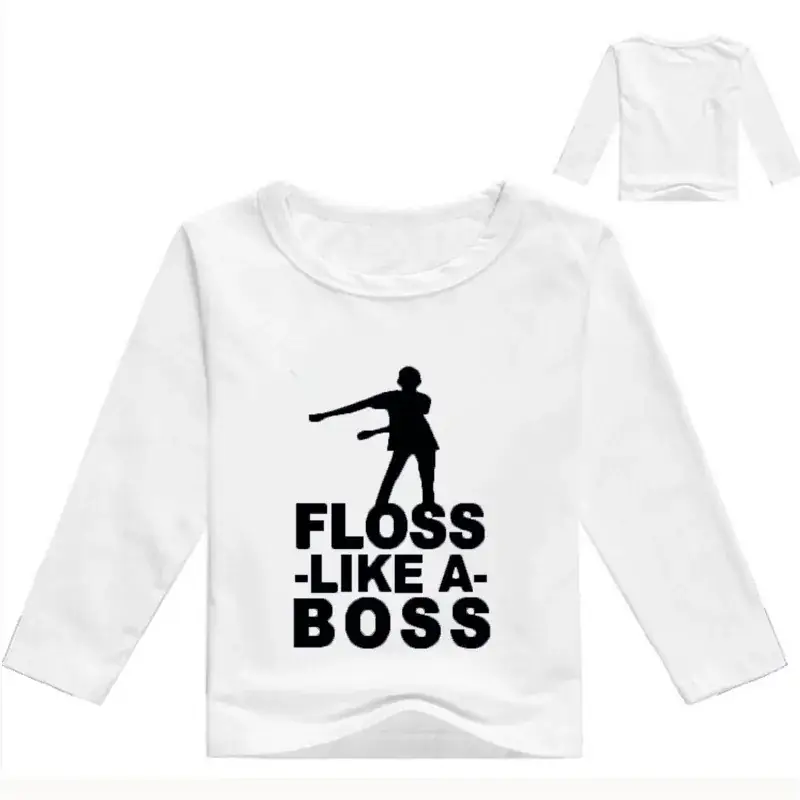 Kids Printed Long Sleeve T-Shirt White Floss Boss Design
