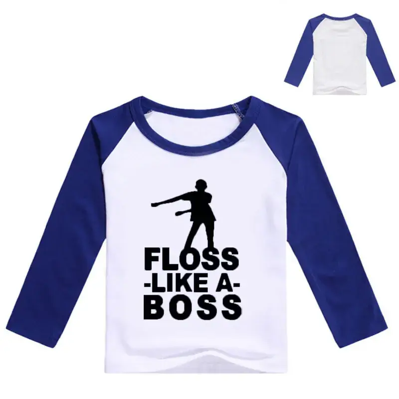 Kids Printed Long Sleeve T-Shirt White Floss Boss Design — feature 3