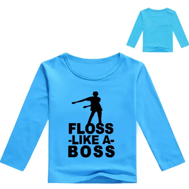 Kids Printed Long Sleeve T-Shirt White Floss Boss Design — feature 7