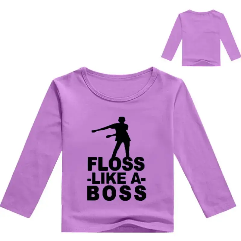 Kids Printed Long Sleeve T-Shirt White Floss Boss Design — feature 9