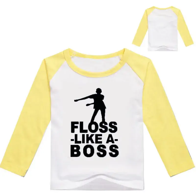 Kids Printed Long Sleeve T-Shirt White Floss Boss Design