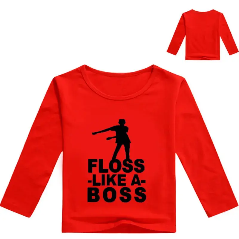 Kids Printed Long Sleeve T-Shirt White Floss Boss Design