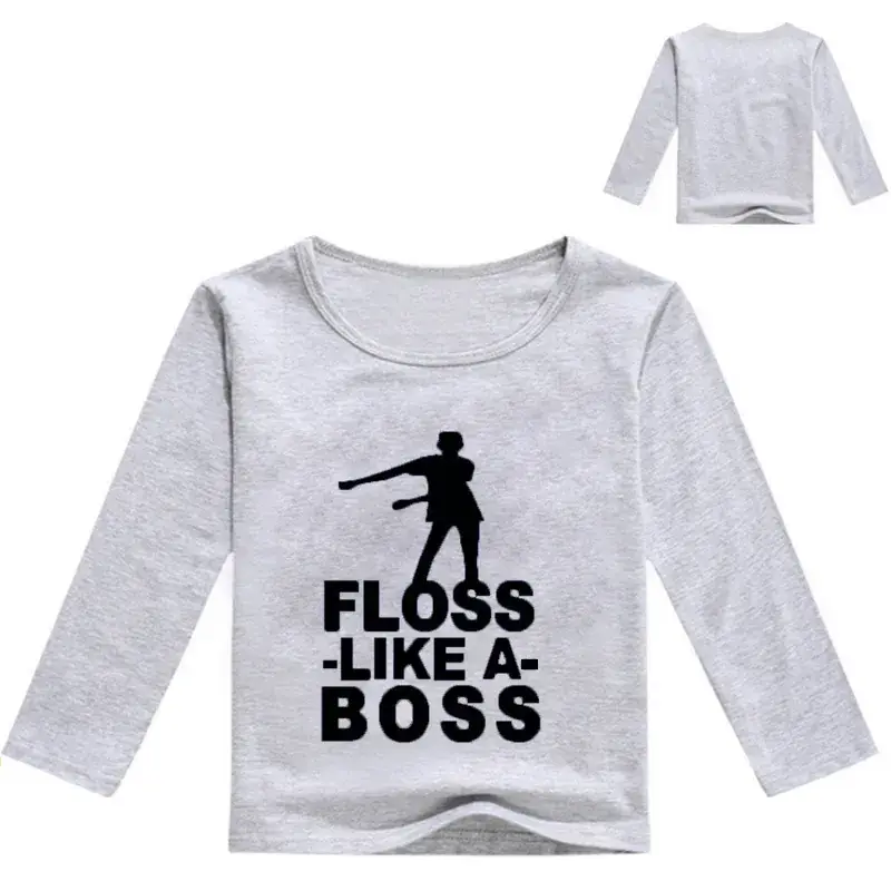 Kids Printed Long Sleeve T-Shirt White Floss Boss Design
