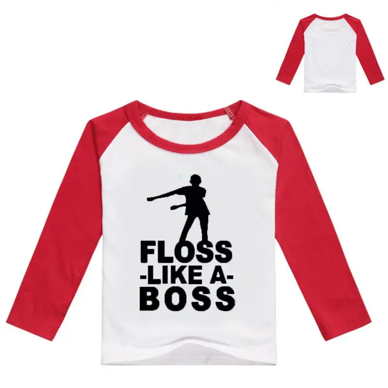Kids Printed Long Sleeve T-Shirt White Floss Boss Design