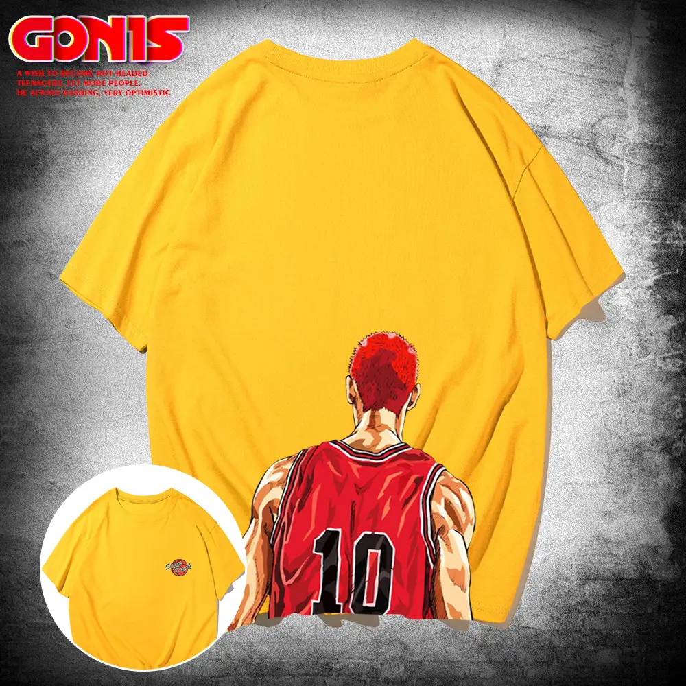 Men Summer T-Shirt Sakuragi Animation Design Yellow - Image 3