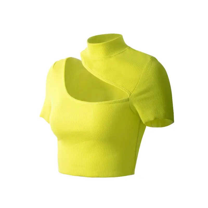 Women's Black Hollow Slant T-Shirt Short Sleeve Summer Top - Image 6