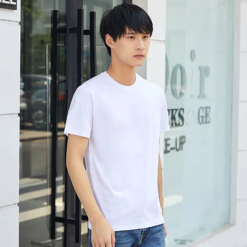 Men's 80M Cotton V-Neck T-Shirt Grey - Image 8