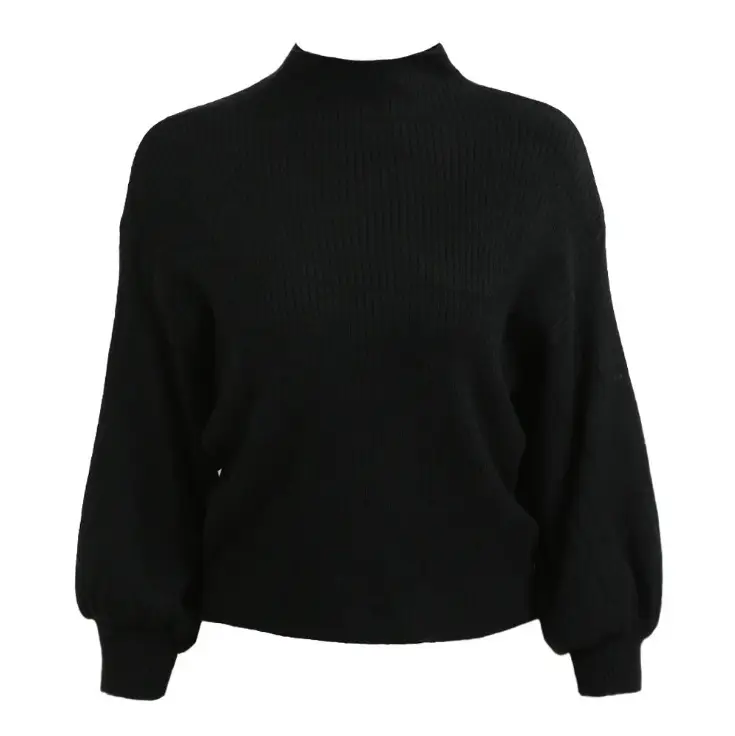 Women's 2019 Knitted Half-Turtleneck Sweater Mustard - Image 4