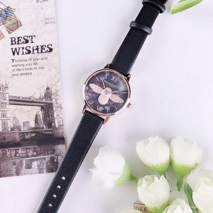 Women's Bee Design Gold Shell Quartz Watch - Image 3