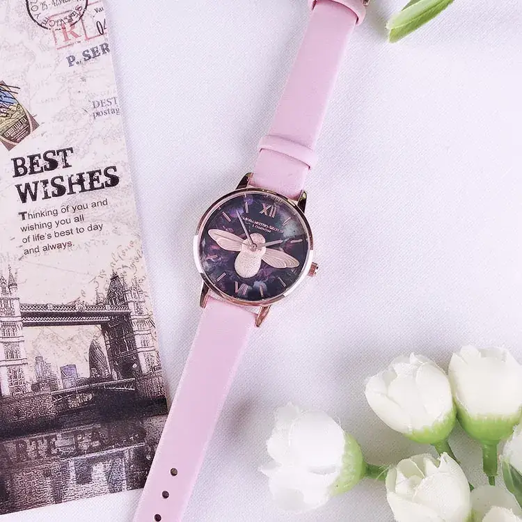 Women's Bee Design Gold Shell Quartz Watch - Image 5