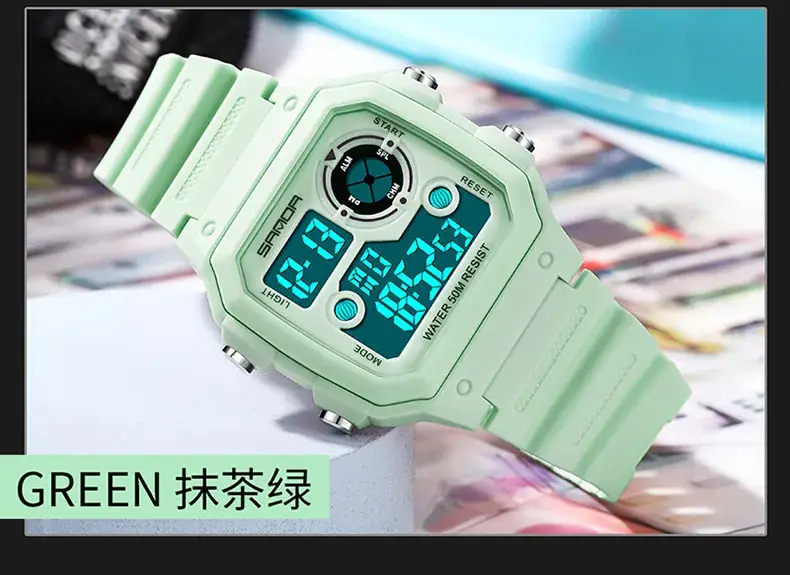 Sanda New Square Watch Swimming Waterproof Alarm Luminous Male Student Watch Korean Style Simple Fashion Sports Watch — feature 22