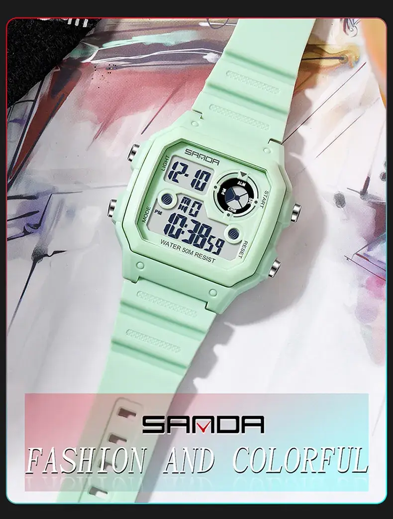 Sanda New Square Watch Swimming Waterproof Alarm Luminous Male Student Watch Korean Style Simple Fashion Sports Watch — feature 30