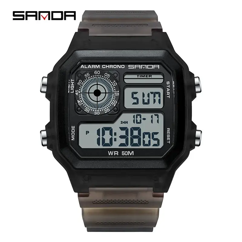 Sanda New Square Watch Swimming Waterproof Alarm Luminous Male Student Watch Korean Style Simple Fashion Sports Watch - Image 4