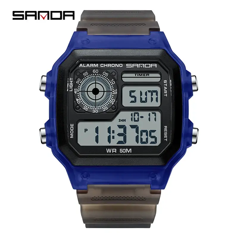 Sanda New Square Watch Swimming Waterproof Alarm Luminous Male Student Watch Korean Style Simple Fashion Sports Watch - Image 5