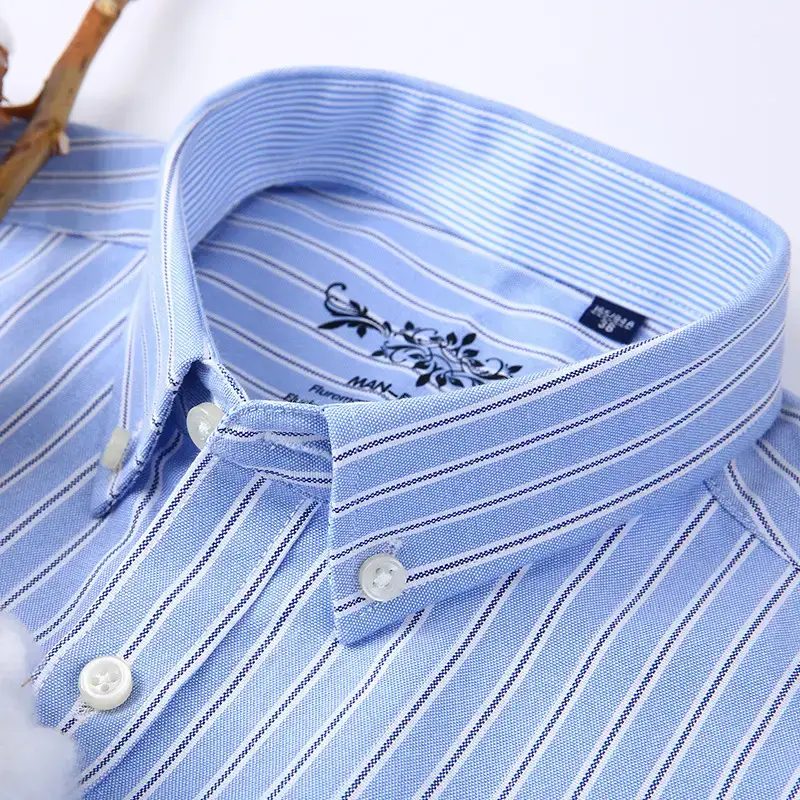 Men's Light Blue Cotton Collar Shirt 1006-08 - Image 12