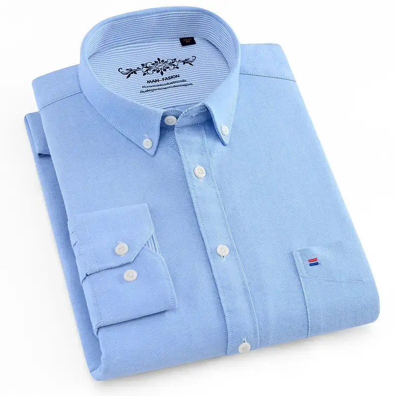 Men's Light Blue Cotton Collar Shirt 1006-08 - Image 15