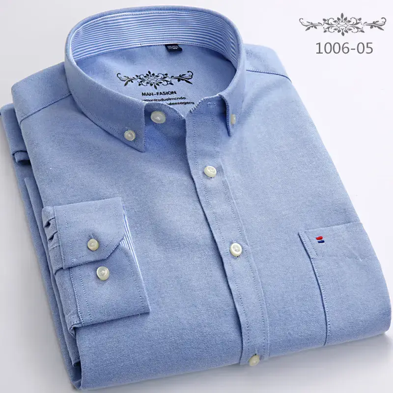Men's Light Blue Cotton Collar Shirt 1006-08 - Image 2