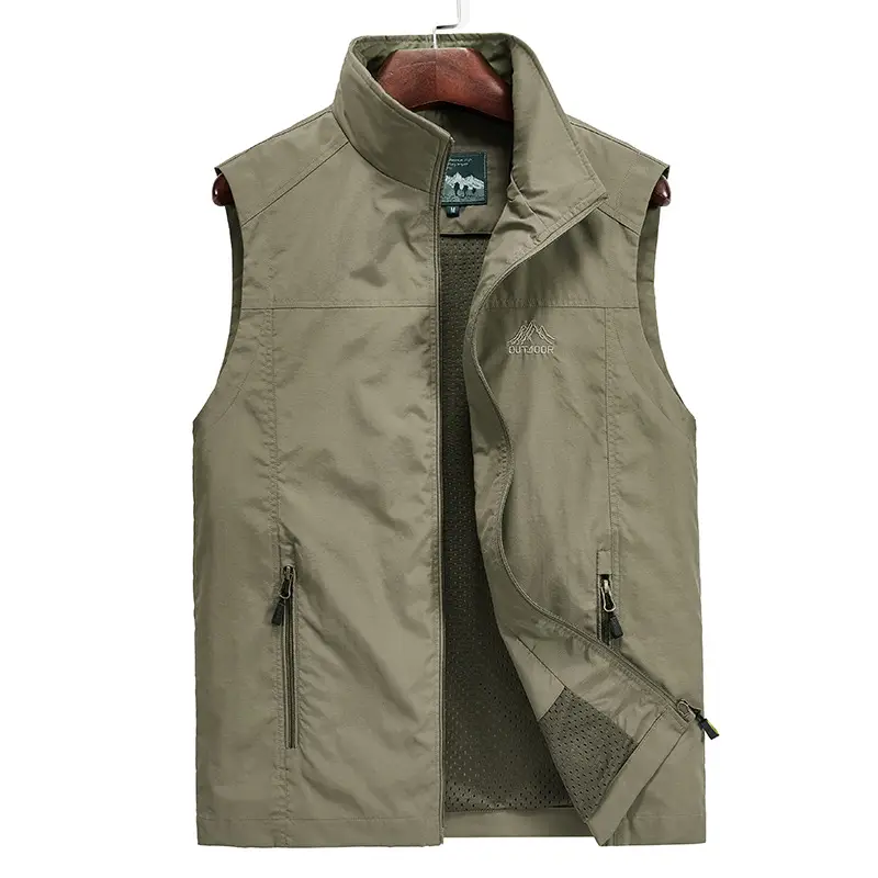 Men's Olive Green Waterproof Vest Plus Size - Image 8