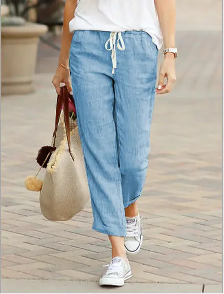 2023 Summer Women's Cotton Slimming Pants High Waist - Image 9