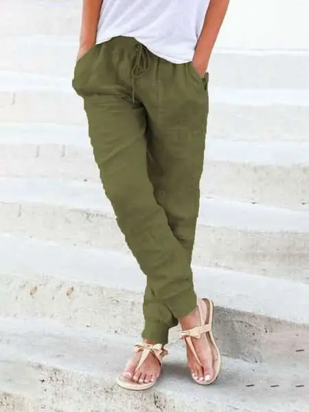2023 Summer Women's Cotton Slimming Pants High Waist - Image 3