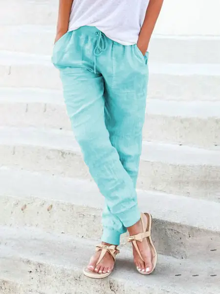 2023 Summer Women's Cotton Slimming Pants High Waist - Image 4