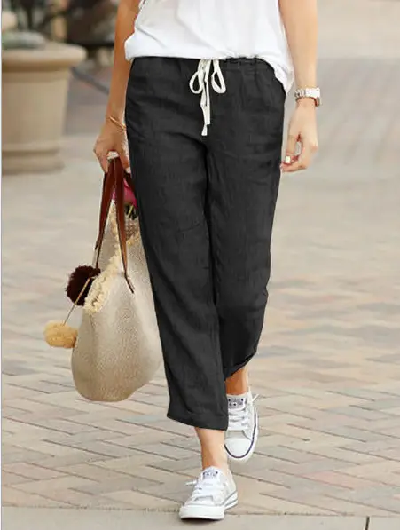 2023 Summer Women's Cotton Slimming Pants High Waist - Image 7