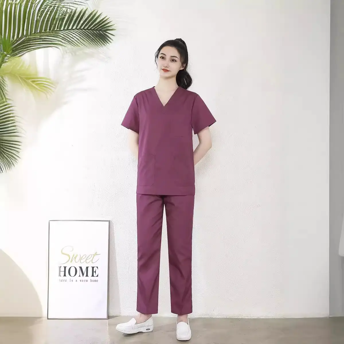 Pink Surgical Pajama Set for Women Quick Dry