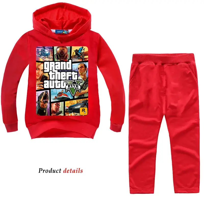 Red Hooded Sweatshirt Set for Boys 7620 - Image 7