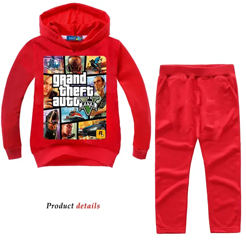 Red Hooded Sweatshirt Set for Boys 7620 — feature 12