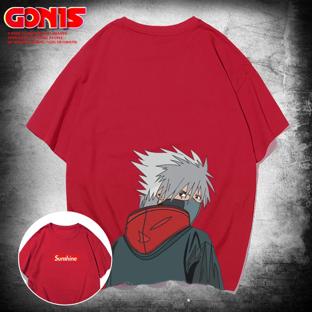 Men's Red GONIF Anime T-Shirt Short Sleeve - Image 4