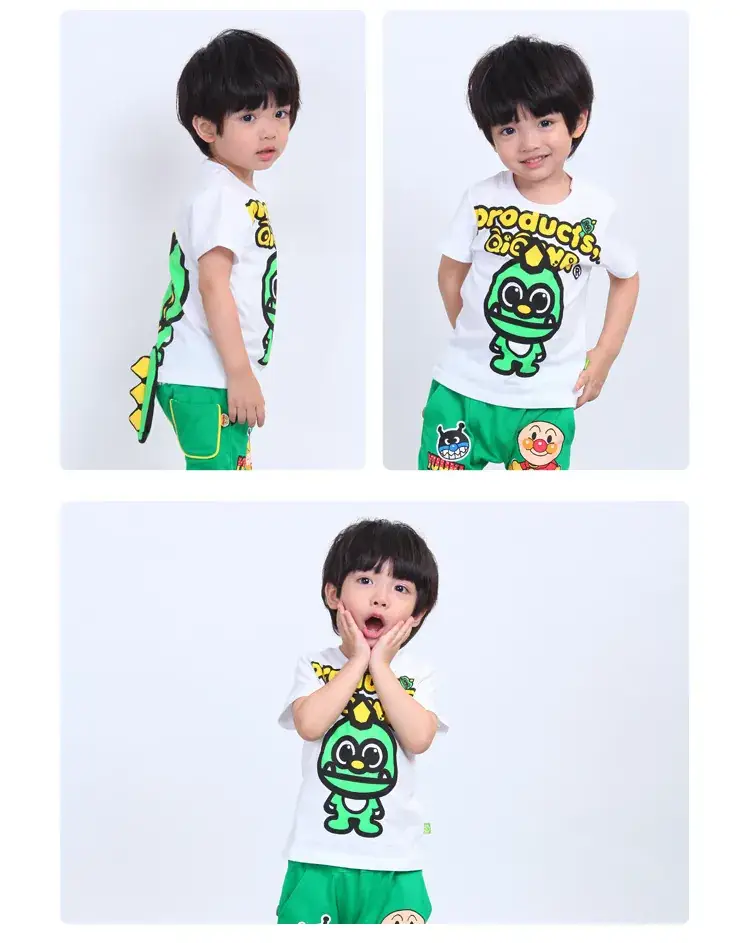 Children Green Dragon Print T-Shirt Shorts Set - Image 2