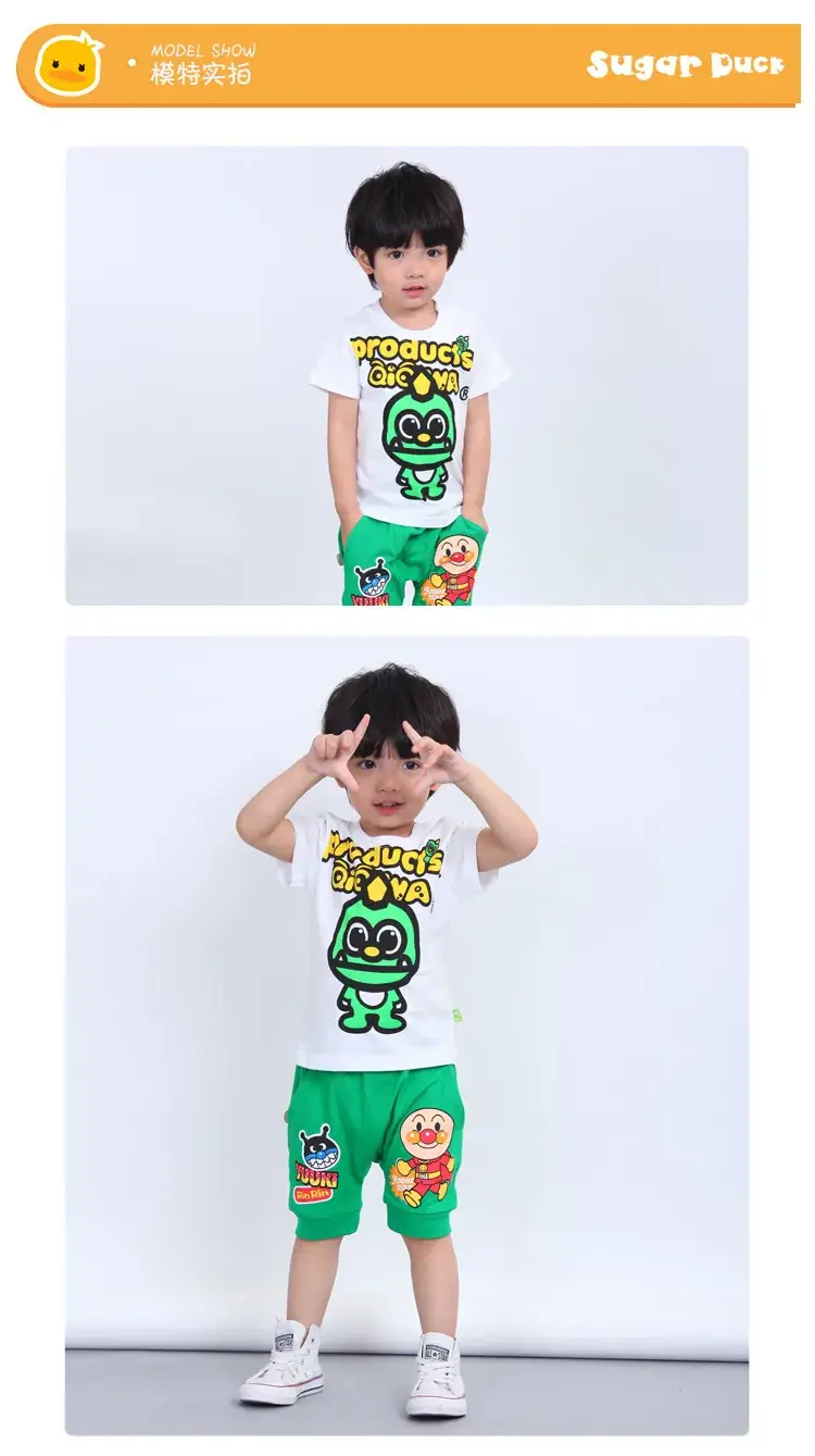 Children Green Dragon Print T-Shirt Shorts Set — feature 11