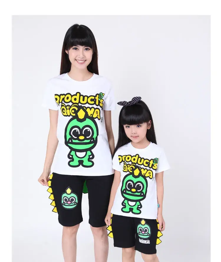 Children Green Dragon Print T-Shirt Shorts Set — feature 6