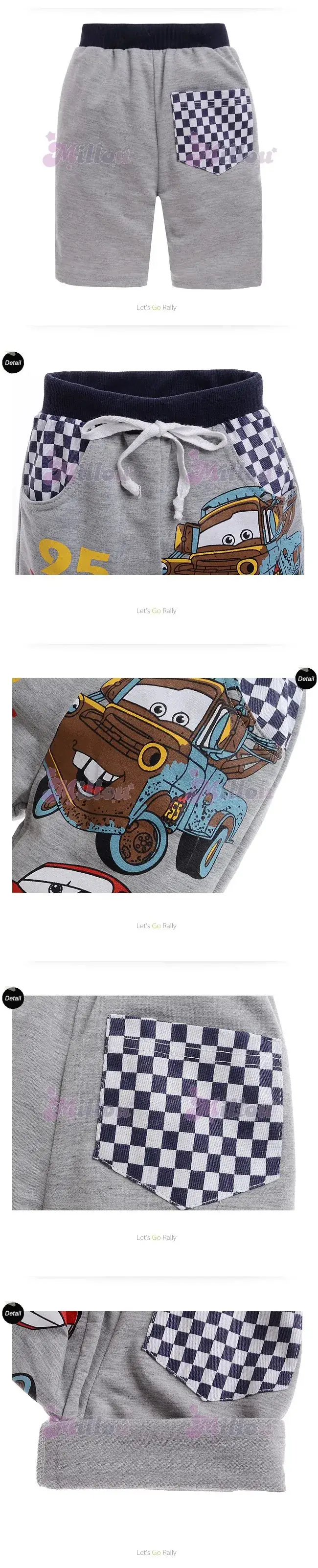 9999 Cars Cartoon Car Shorts Gray 5 Point Middle — feature 2