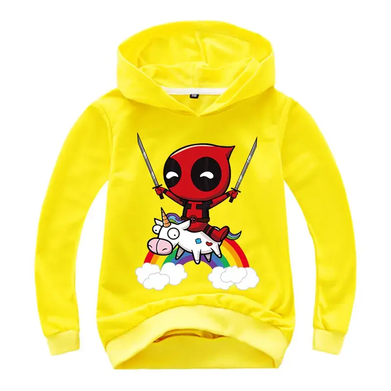 Kids Hoodie Deadpool Cartoon Print Pink — feature 26
