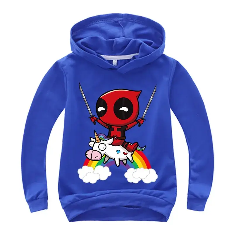 Kids Hoodie Deadpool Cartoon Print Pink — feature 40