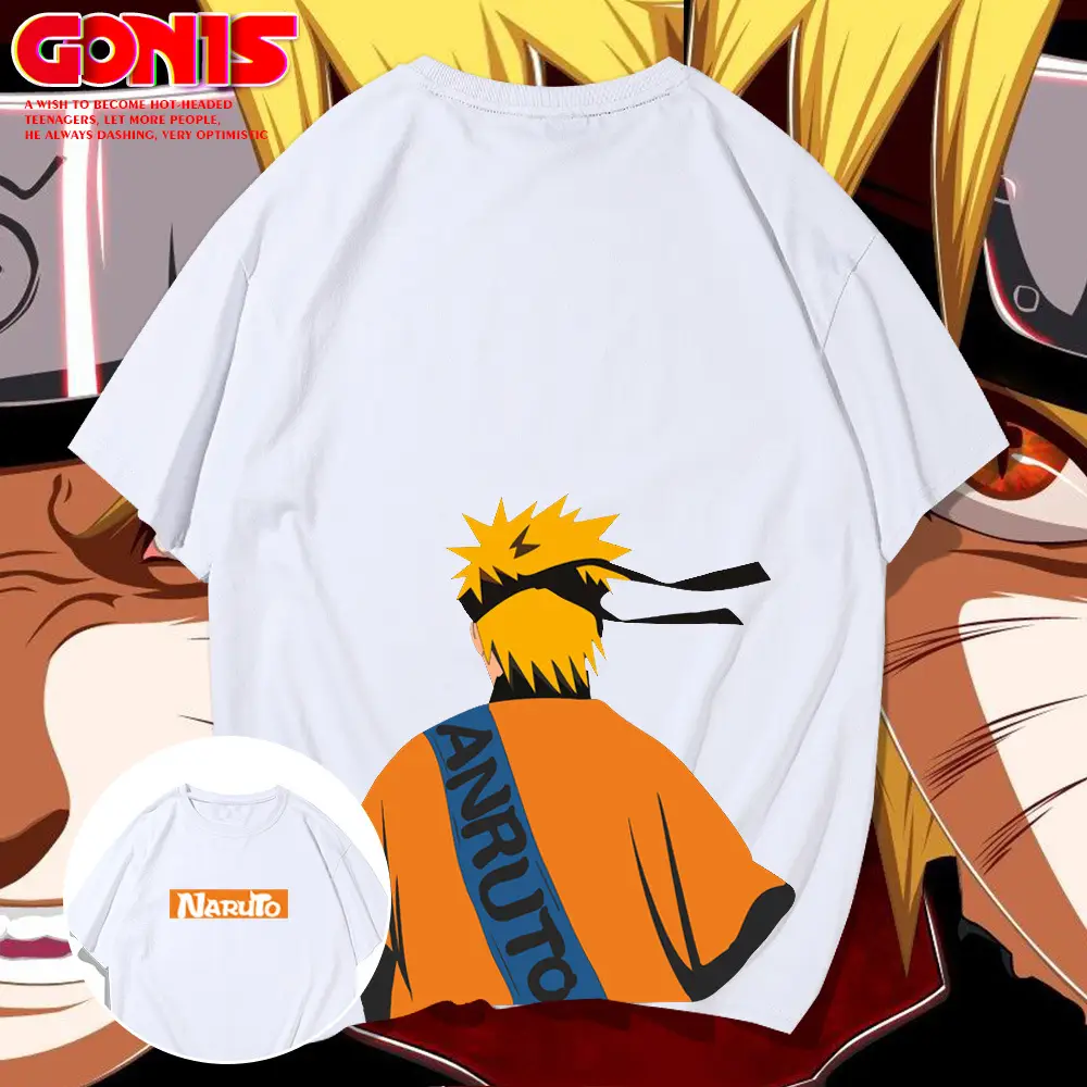 Naruto Cartoon T-Shirt Black Cotton Loose Summer