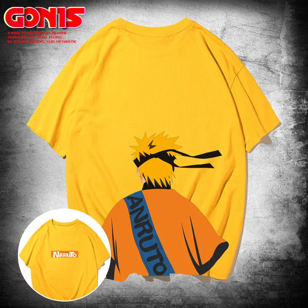 Naruto Cartoon T-Shirt Black Cotton Loose Summer