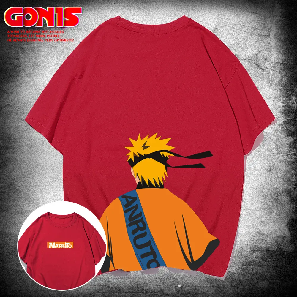 Naruto Cartoon T-Shirt Black Cotton Loose Summer